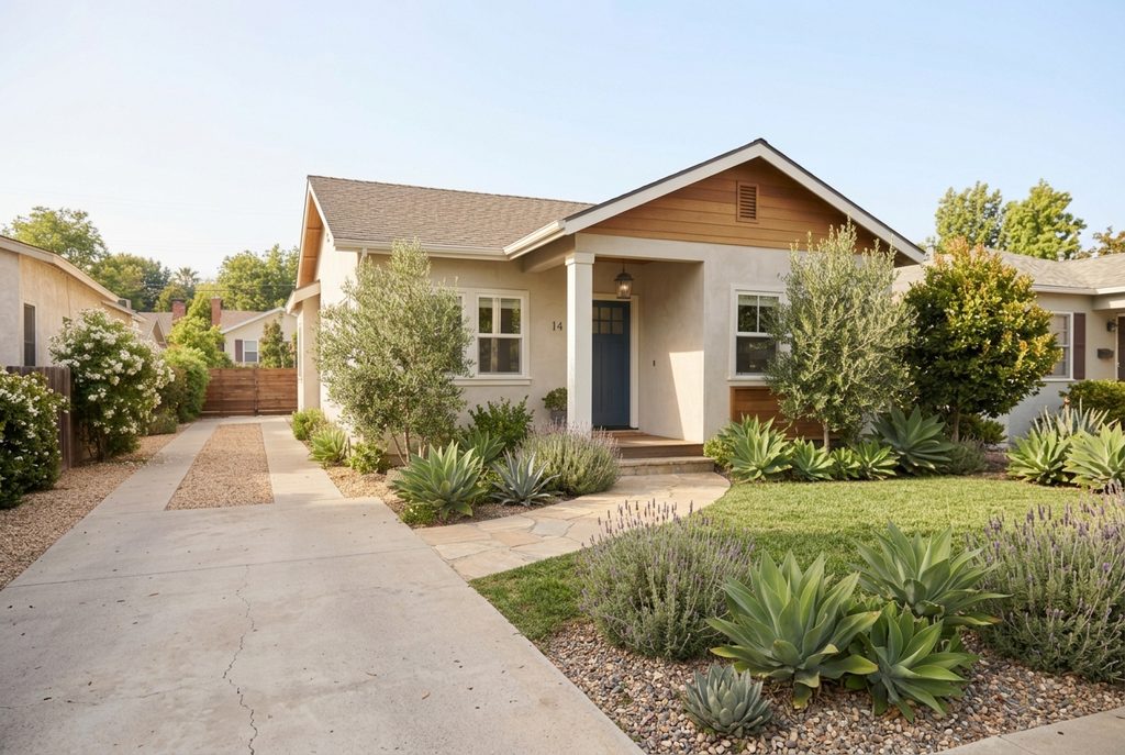 First-time home buyers exploring a home in California